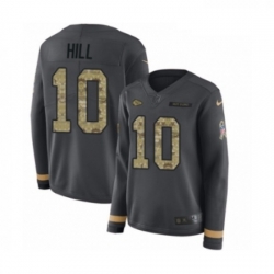 Womens Nike Kansas City Chiefs 10 Tyreek Hill Limited Black Salute to Service Therma Long Sleeve NFL Jersey