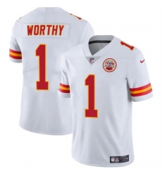 Youth Kansas City Chiefs 1 Xavier Worthy White Vapor Untouchable Limited Stitched Football Jersey