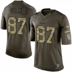 Youth Nike Kansas City Chiefs 87 Travis Kelce Elite Green Salute to Service NFL Jersey