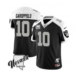 Men Las Vegas Raiders 10 Jimmy Garoppolo Black White 2023 F U S E Nevada Silver Stat With 4 Star C Patch Stitched Football Jersey