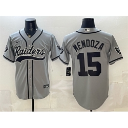 Men Las Vegas Raiders  15 Fernando Mendoza Grey Cool Base Stitched Baseball Jersey