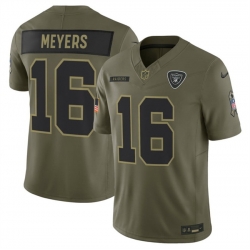 Men Las Vegas Raiders 16 Jakobi Meyers Olive 2025 F U S E  Salute to Service Limited Stitched Football Jersey Men Las Vegas Raiders 16 Jakobi Meyers Olive 2025 F U S E  Salute to Service Limited Stitched Football Jersey
