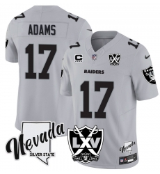 Men Las Vegas Raiders 17 Davante Adams Gray Nevada Silver State patch Vapor Limited Stitched Football Jersey