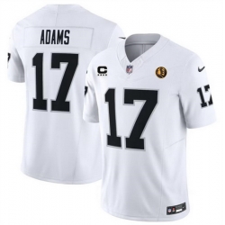 Men Las Vegas Raiders 17 Davante Adams White 2023 F U S E  With 4 Star C Patch And John Madden Patch Vapor Limited Stitched Football Jersey