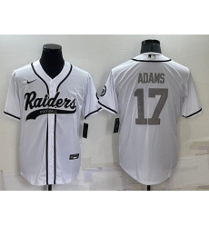 Men Las Vegas Raiders 17 Davante Adams White Grey Cool Base Stitched Baseball Jersey