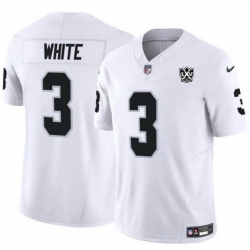 Men Las Vegas Raiders 3 Zamir White White 2024 F U S E 65th Anniversary Patch Vapor Stitched Football Jersey