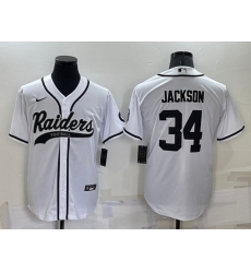 Men Las Vegas Raiders 34 Bo Jackson White Cool Base Stitched Baseball Jersey