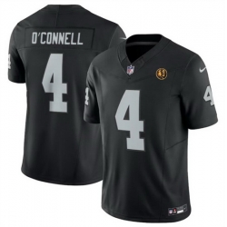 Men Las Vegas Raiders 4 Aidan O 27Connell Black 2023 F U S E  With John Madden Patch Vapor Limited Stitched Football Jersey