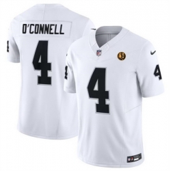 Men Las Vegas Raiders 4 Aidan O 27Connell White 2023 F U S E  With John Madden Patch Vapor Limited Stitched Football Jersey