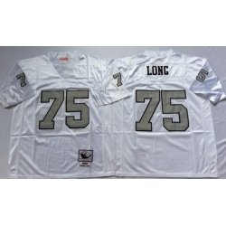 Men Las Vegas Raiders 75 Howie Long White Silver M&N Throwback Jersey