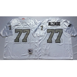 Men Las Vegas Raiders 77 Lyle Alzado White Silver M&N Throwback Jersey