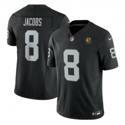 Men Las Vegas Raiders 8 Josh Jacobs Black 2023 F U S E  With John Madden Patch Vapor Limited Stitched Football Jersey