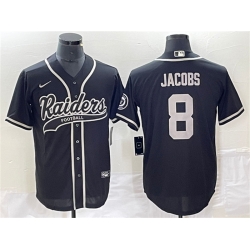 Men Las Vegas Raiders 8 Josh Jacobs Black Cool Base Stitched Baseball Jersey