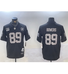 Men Las Vegas Raiders 89 Brock Bowers Black 2024 F U S E With Nevada Silver Stat Patch And 65th Anniversary Patch 4 Star C Patch Stitched Football Jersey