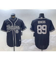 Men Las Vegas Raiders 89 Brock Bowers Black Cool Base Stitched Baseball Jersey 2