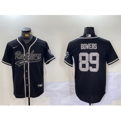 Men Las Vegas Raiders 89 Brock Bowers Black Cool Base Stitched Baseball Jersey 5