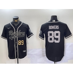 Men Las Vegas Raiders 89 Brock Bowers Black Cool Base Stitched Baseball Jersey 6