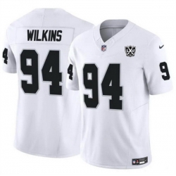 Men Las Vegas Raiders 94 Christian Wilkins White 2024 F U S E 65th Anniversary Patch Vapor Stitched Football Jersey