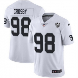 Men Las Vegas Raiders 98 Maxx Crosby White 2024 65th Anniversary Patch Vapor Stitched Football Jersey