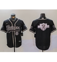 Men Las Vegas Raiders Black Team Big Logo With Patch Cool Base Stitched Baseball Jersey 001