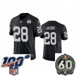 Men Oakland Raiders #28 Josh Jacobs Black 60th Anniversary Vapor Untouchable Limited Player 100th Season Football Jersey