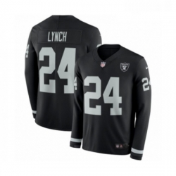 Mens Nike Oakland Raiders 24 Marshawn Lynch Limited Black Therma Long Sleeve NFL Jersey