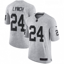 Mens Nike Oakland Raiders 24 Marshawn Lynch Limited Gray Gridiron II NFL Jersey