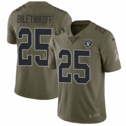 Mens Nike Oakland Raiders 25 Fred Biletnikoff Limited Olive 2017 Salute to Service NFL Jersey