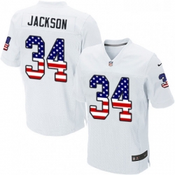 Mens Nike Oakland Raiders 34 Bo Jackson Elite White Road USA Flag Fashion NFL Jersey