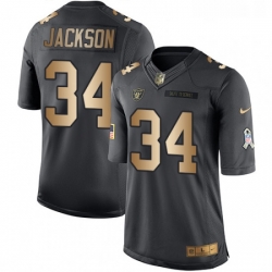 Mens Nike Oakland Raiders 34 Bo Jackson Limited BlackGold Salute to Service NFL Jersey