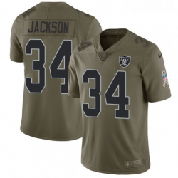 Mens Nike Oakland Raiders 34 Bo Jackson Limited Olive 2017 Salute to Service NFL Jersey