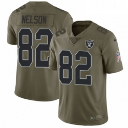 Mens Nike Oakland Raiders 82 Jordy Nelson Limited Olive 2017 Salute to Service NFL Jersey