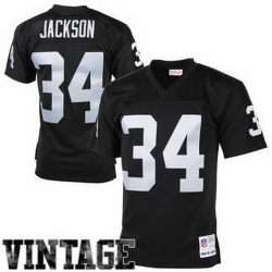 Mens Oakland Raiders Bo Jackson Mitchell 26 Ness Black 1988 Retired Player Vintage Replica Jersey