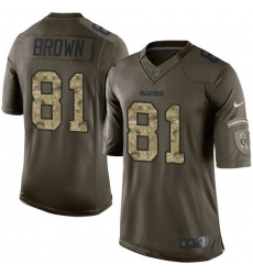 Nike Oakland Raiders #81 Tim Brown Green Men 27s Stitched NFL Limited Salute to Service Jersey