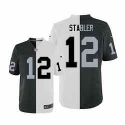 Nike Raiders #12 Kenny Stabler White Black Mens Stitched NFL Elite Split Jersey