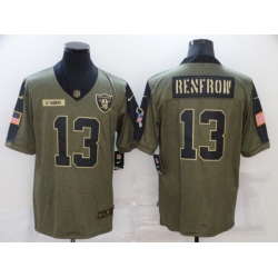 Nike Raiders 13 Hunter Renfrow Olive 2021 Salute To Service Limited Jersey