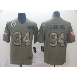 Nike Raiders 34 Bo Jackson 2019 Olive Camo Salute To Service Limited Jersey