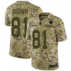 Nike Raiders #81 Tim Brown Camo Mens Stitched NFL Limited 2018 Salute To Service Jersey