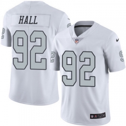 Nike Raiders #92 P J Hall White Mens Stitched NFL Limited Rush Jersey