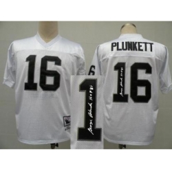 Oakland Raiders 16 Jim Plunkett White Throwback M&N Signed NFL Jerseys
