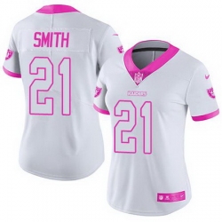 Nike Raiders #21 Sean Smith White Pink Womens Stitched NFL Limited Rush Fashion Jersey