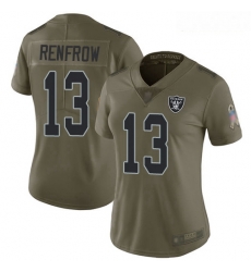 Raiders #13 Hunter Renfrow Olive Women Stitched Football Limited 2017 Salute to Service Jersey