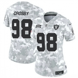 Women Las Vegas Raiders 98 Maxx Crosby 2024 F U S E Arctic Camo Salute To Service Limited Stitched Jersey