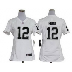 Women Nike Oakland Raiders #12 Jacoby Ford White Nike NFL Jerseys