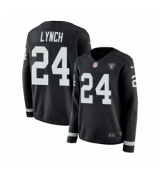 Womens Nike Oakland Raiders 24 Marshawn Lynch Limited Black Therma Long Sleeve NFL Jersey