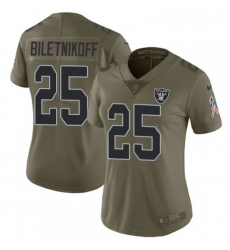 Womens Nike Oakland Raiders 25 Fred Biletnikoff Limited Olive 2017 Salute to Service NFL Jersey