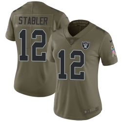 Womens Nike Raiders #12 Kenny Stabler Olive  Stitched NFL Limited 2017 Salute to Service Jersey