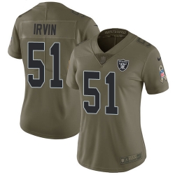 Womens Nike Raiders #51 Bruce Irvin Olive  Stitched NFL Limited 2017 Salute to Service Jersey