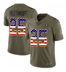 Youth Nike Oakland Raiders 25 Fred Biletnikoff Limited OliveUSA Flag 2017 Salute to Service NFL Jersey