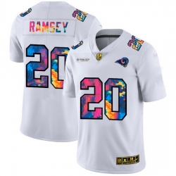 Los Angeles Rams 20 Jalen Los Angeles Ramsey Men White Nike Multi Color 2020 NFL Crucial Catch Limited NFL Jersey